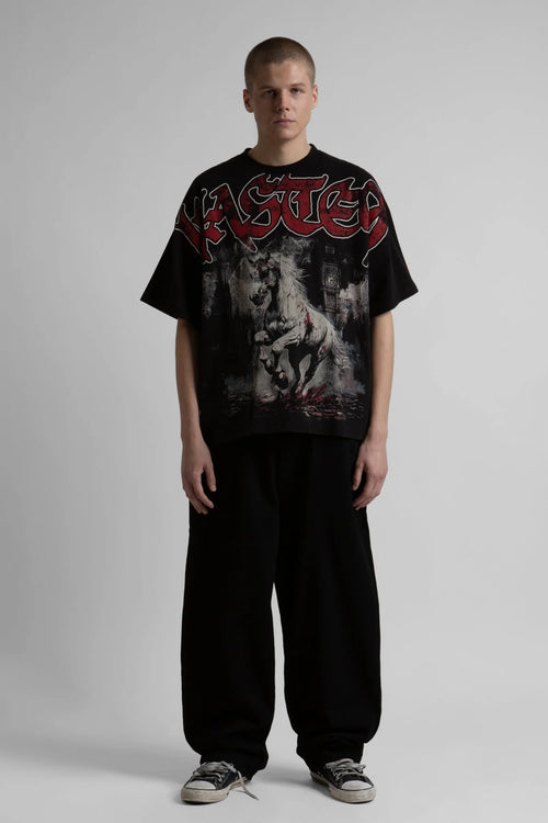 TEE SHIRT HOMME WASTED - ROUGE SUR NOIR