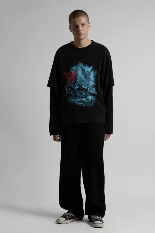 TEE SHIRT MIXTE DESIGN - BLEUE SUR NOIR