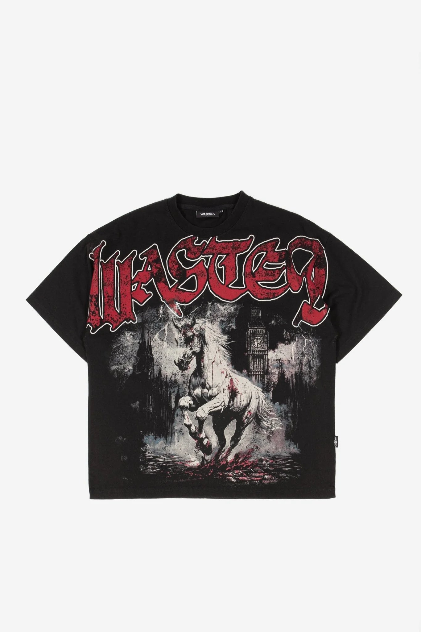 TEE SHIRT HOMME WASTED - ROUGE SUR NOIR