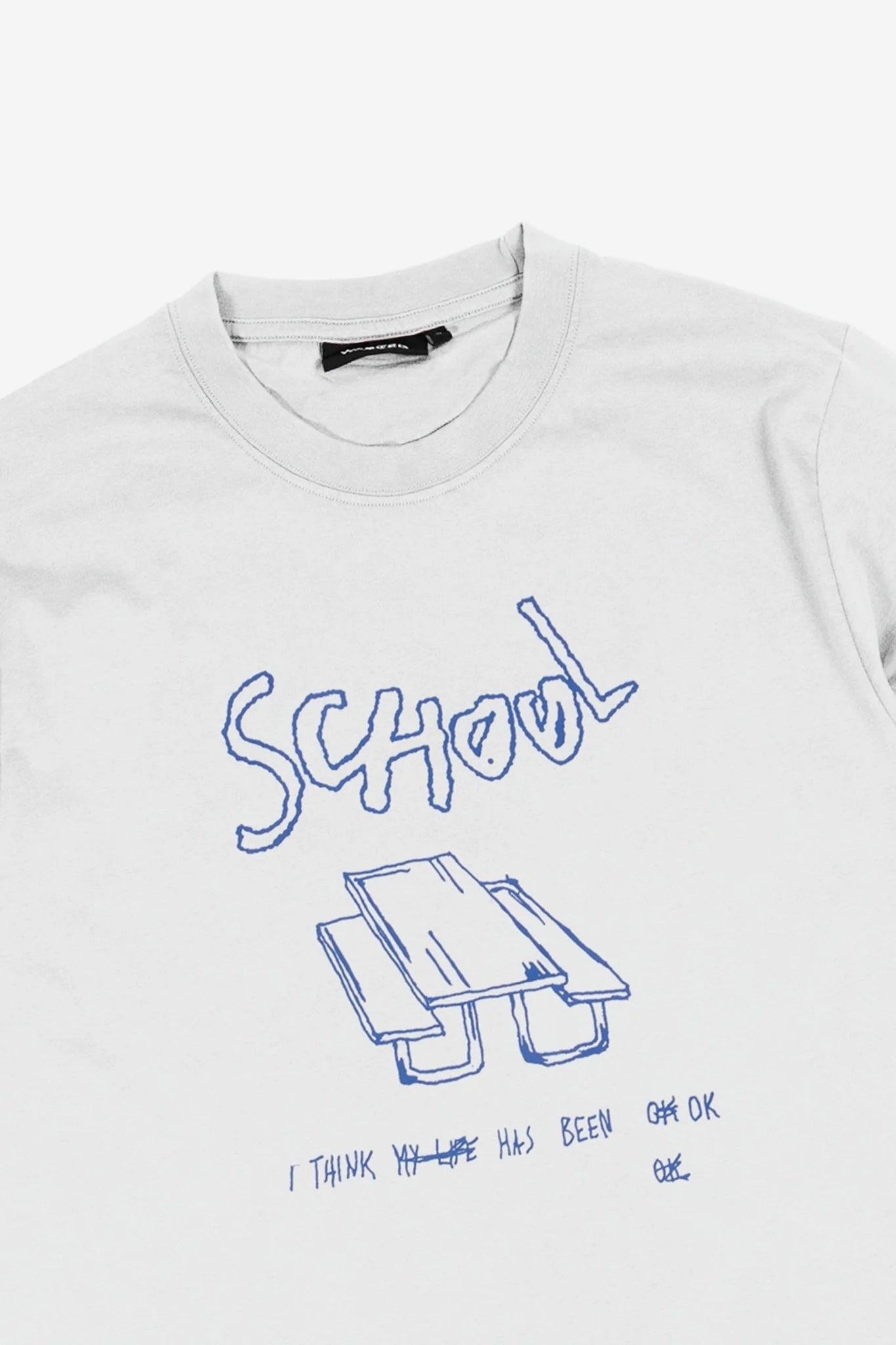 TEE SHIRT MIXTE SCHOOL - BLEUE SUR BLANC
