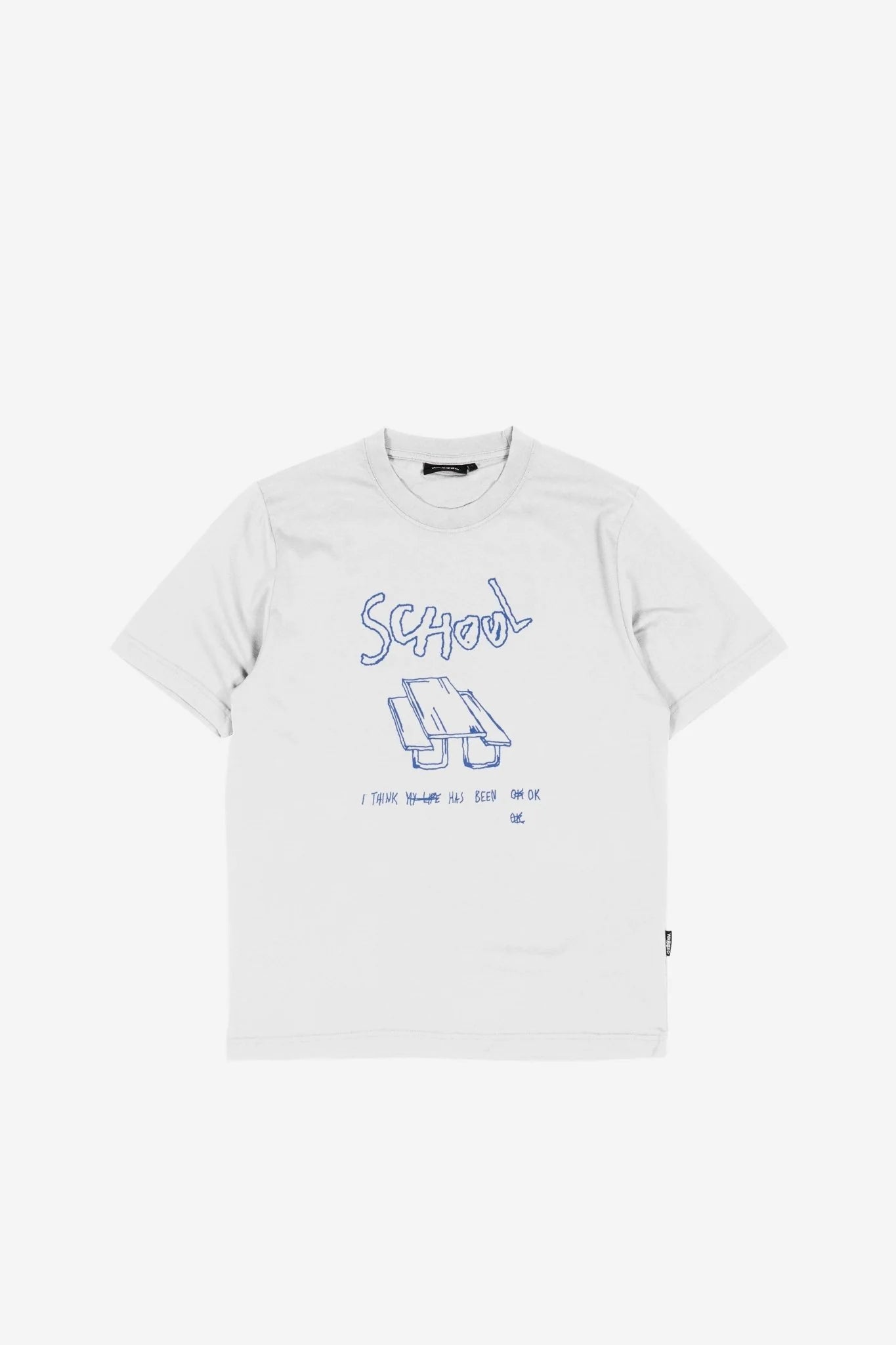 TEE SHIRT MIXTE SCHOOL - BLEUE SUR BLANC